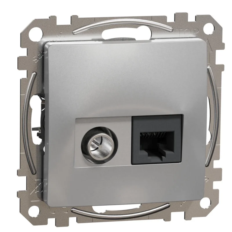 Schneider Electric Розетка TV+RJ45 UTP cat.6 Алуминий - SCHNEIDER ELECTRIC Sedna Design SDD113469T