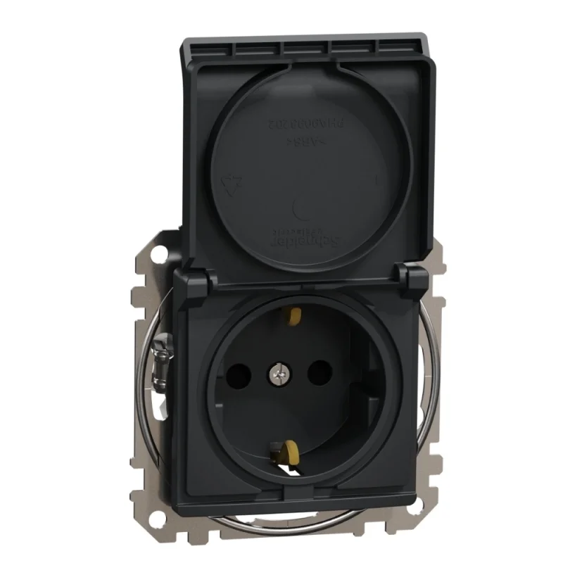 Schneider Electric Контакт Шуко 2P+E 16A авт. клеми детска защита капак Антрацит - SCHNEIDER ELECTRIC Sedna Design SDD114024