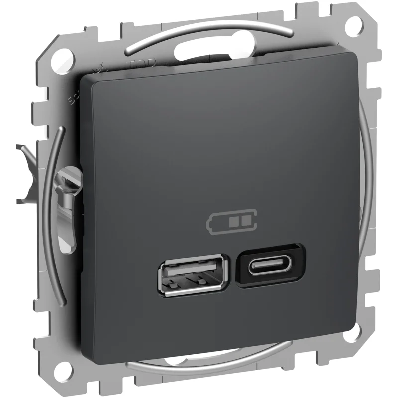 Schneider Electric Outlet 2x USB type A+C 3A 45W Power Delivery Anthracite - SCHNEIDER ELECTRIC Sedna Design SDD114404