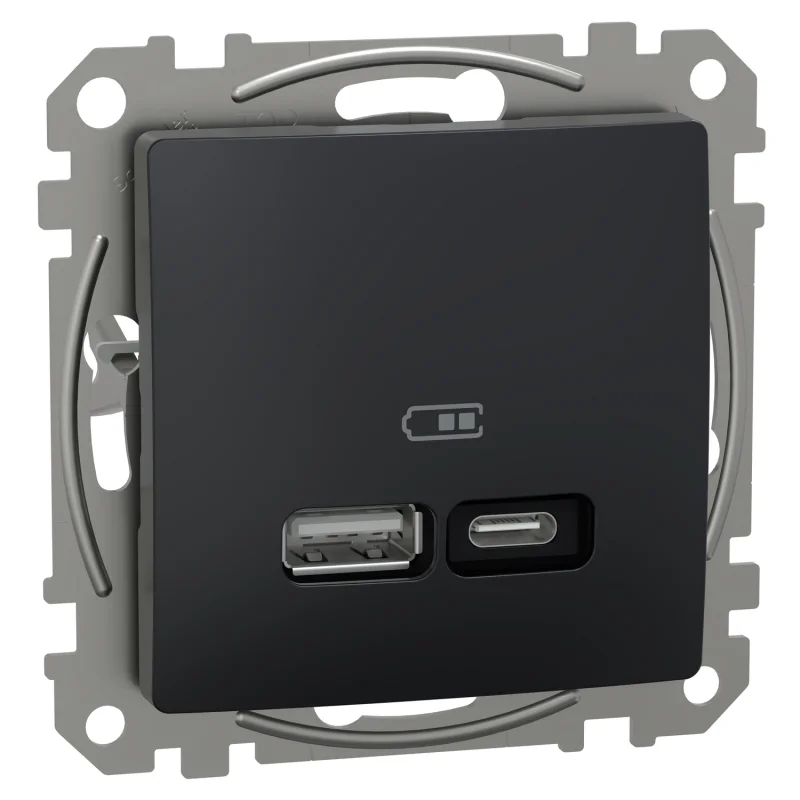 Schneider Electric Outlet 2x USB type A+C 3A 21W Anthracite - Schneider Electric Sedna Design SDD114405