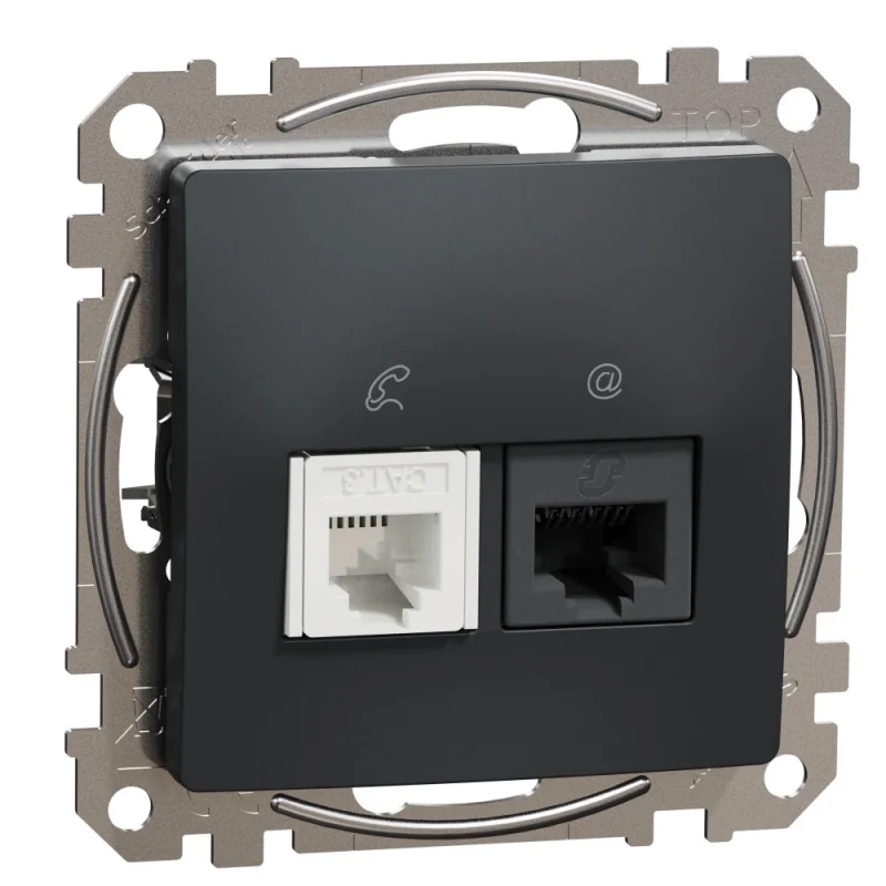 Schneider Electric Розетка RJ11+RJ45 UTP cat.5e Антрацит - SCHNEIDER ELECTRIC Sedna Design SDD114458