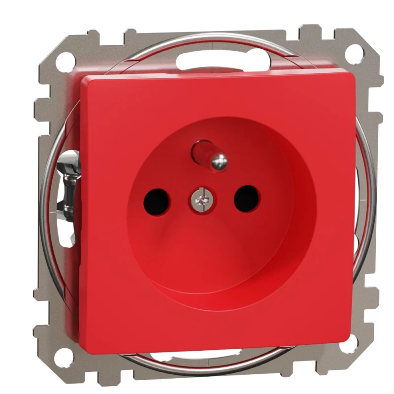 Schneider Electric Контакт фр. стандарт 16A винт детска защита Червен - SCHNEIDER ELECTRIC Sedna Design SDD115011