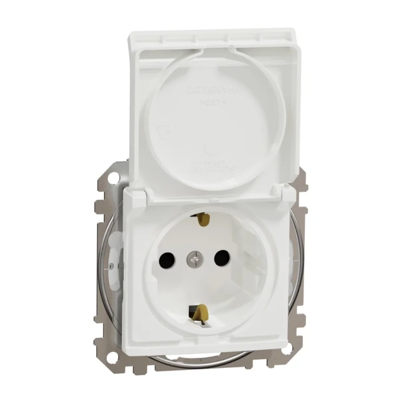 Schneider Electric Контакт Шуко 2P+E 16A авт. клеми детска защита капак IP44 Бял - SCHNEIDER ELECTRIC Sedna Design SDD211024