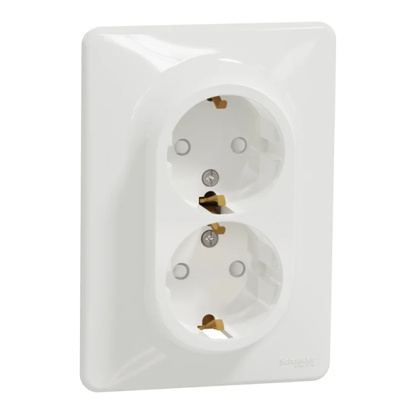 Schneider Electric Двоен контакт Шуко 2P+E 16A детска защита с рамка Бял - SCHNEIDER ELECTRIC Sedna Design SDD311221