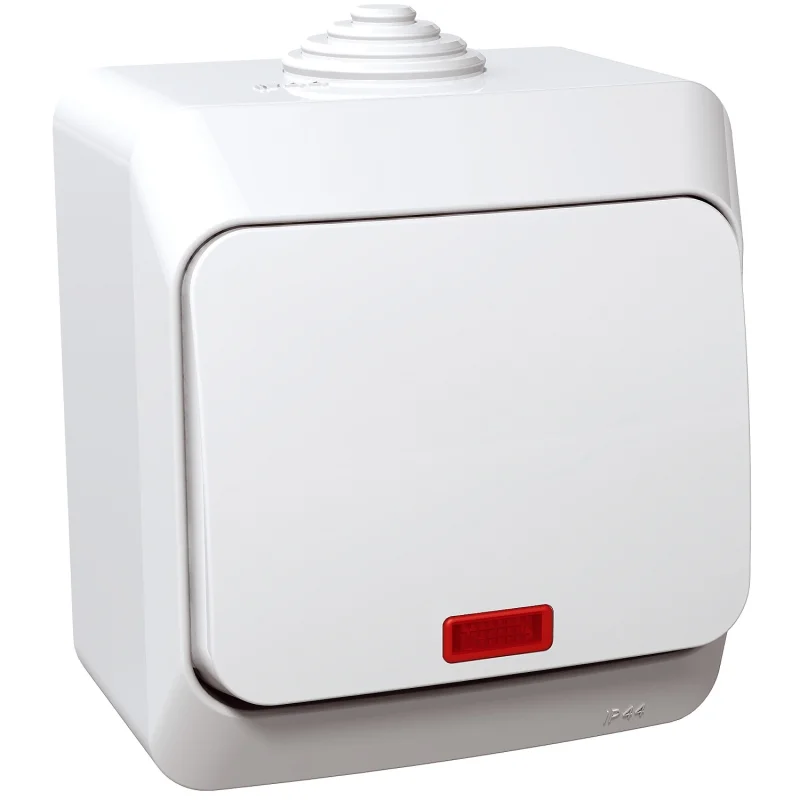 Еднополюсен ключ с индикаторна лампа IP44 Бял - Schneider Electric Cedar Plus WDE000514