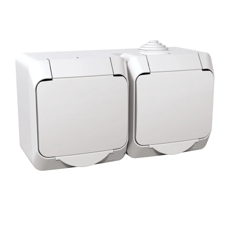 Двоен контакт шуко IP44 с детска защита плътен капак Бял - Schneider Electric Cedar Plus WDE000523