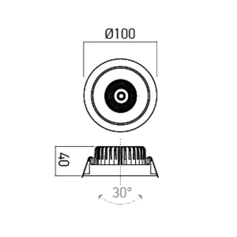 Xwok WK01WWSWH – Arelux LED downlight for recessed mounting in white, 1X12W, 3000K, IP20