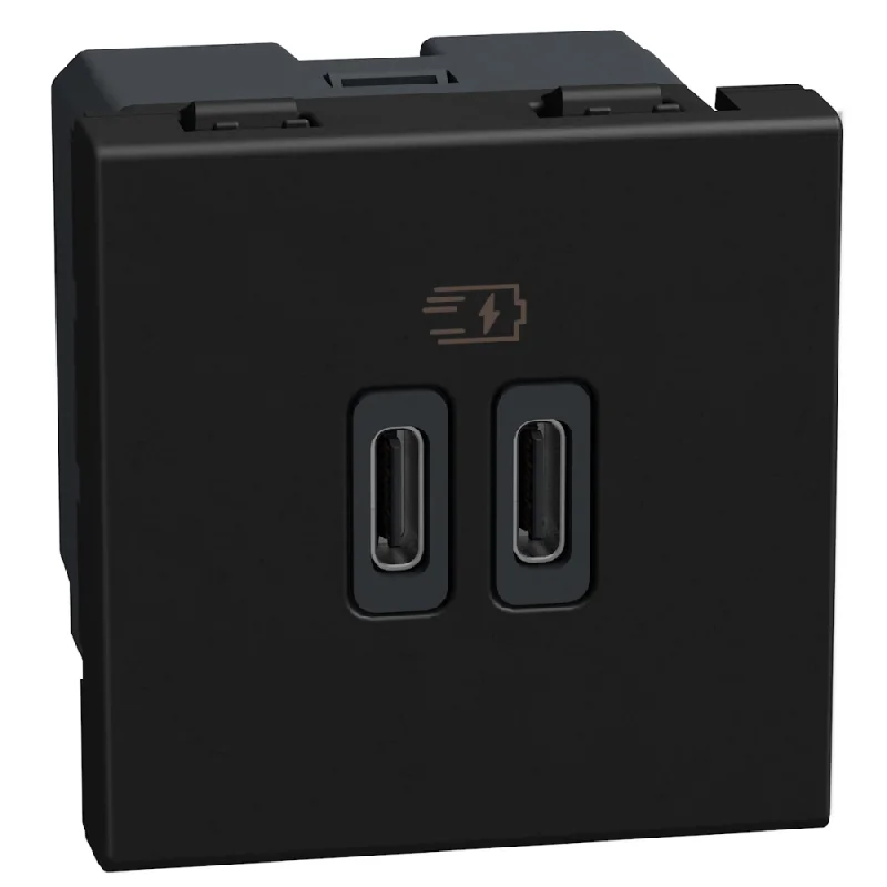 bticino Outlet 2x USB type C+C 15W 5V 2M Graphite - bticino Light Now YD4286C2