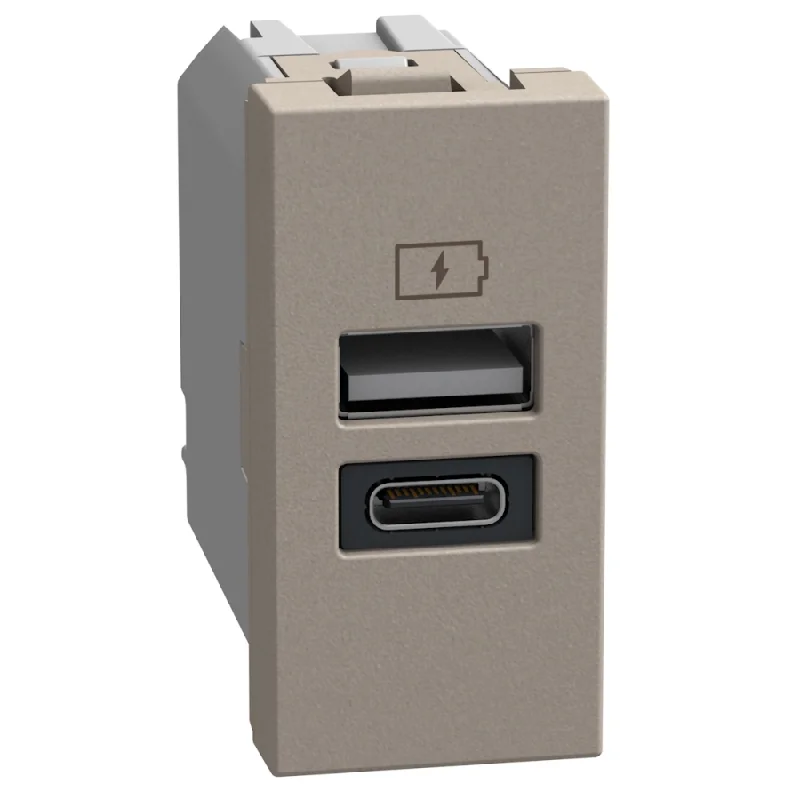 Розетка 2x USB тип A+C 15W 5V 1M Камък - bticino Light Now YG4191AC