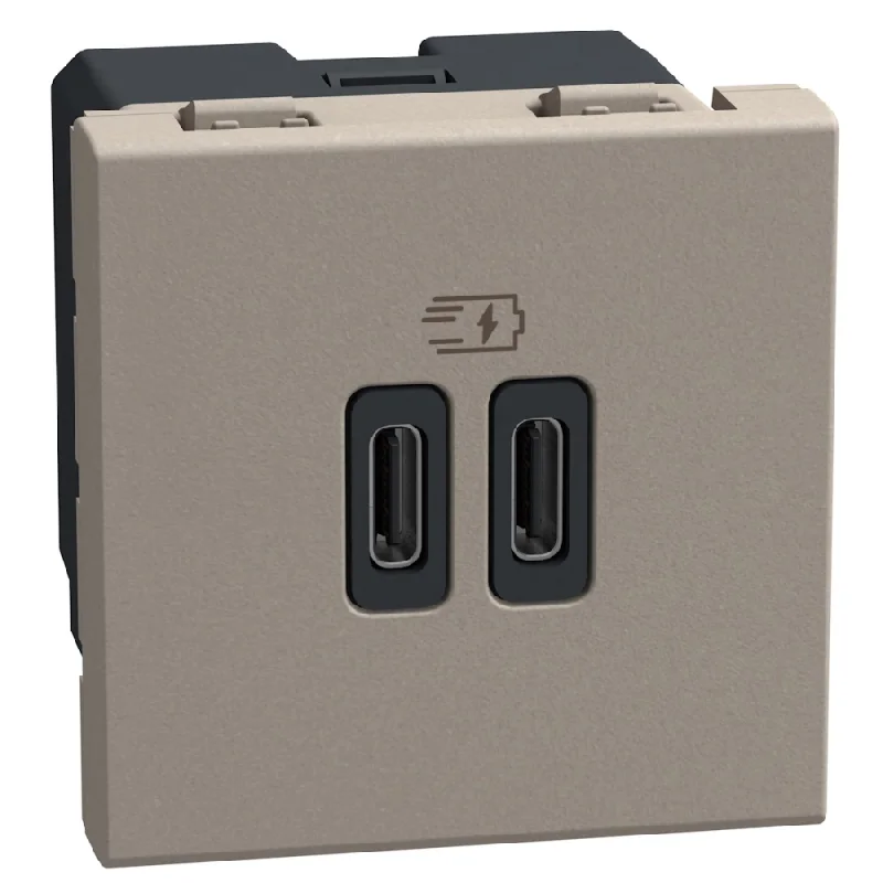 bticino Розетка 2x USB тип C+C 15W 5V 2M Камък - bticino Light Now YG4286C2