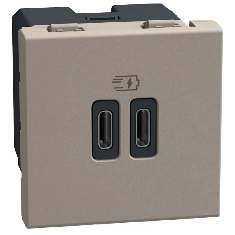 Розетка 2x USB тип C+C 30W 2M Камък - bticino Light Now YG4293CC