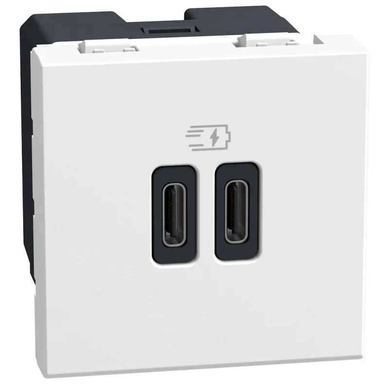 bticino Розетка 2x USB тип C+C 30W 2M Бял - bticino Light Now YW4293CC