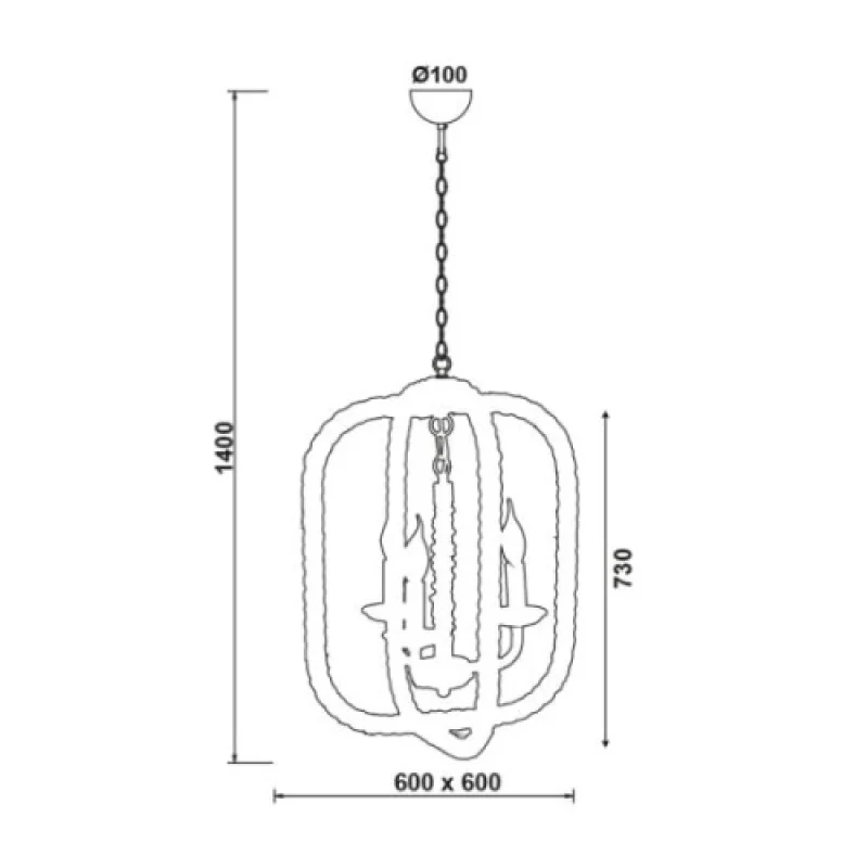 Vintage 563608PRT – ACA Lighting pendant in black, 8X40W