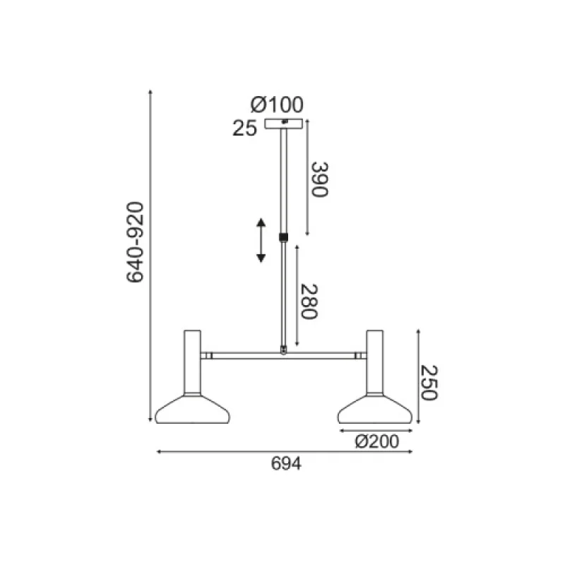 Sherlock AR4182P69BB – ACA Lighting пендел в черен, 2X60W