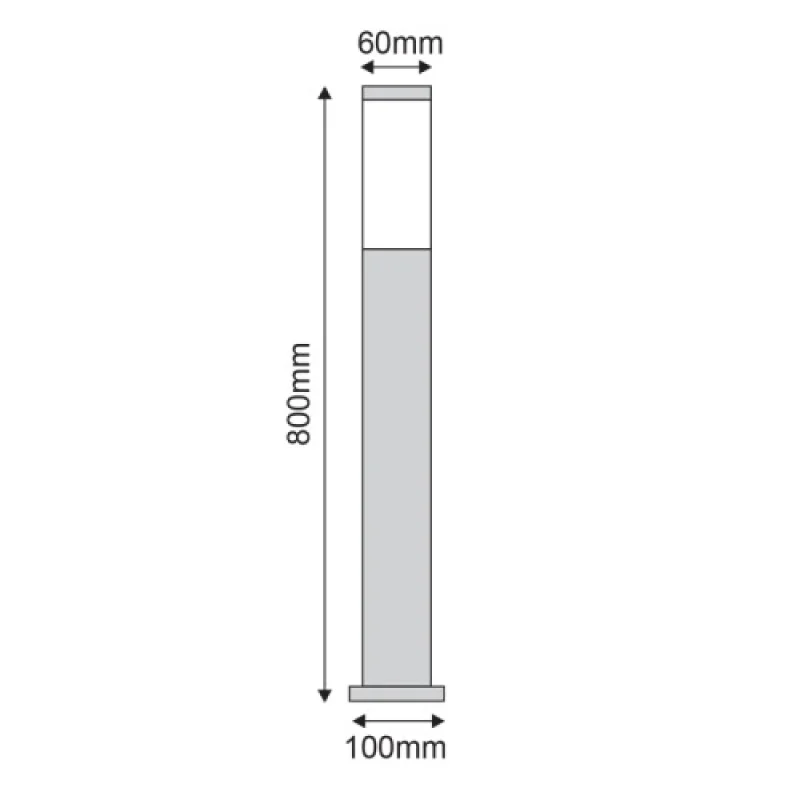 Loop BT1003BH080 – ACA Lighting garden bollard in matt chrome, 1X40W, IP44