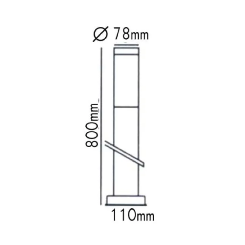 Loop BT1003H08 – ACA Lighting garden bollard in matt chrome, 1X40W, IP45
