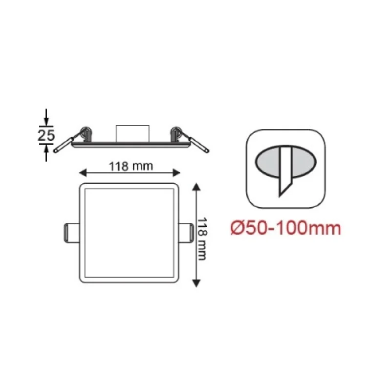 9w LED S FLEXI940SW – ACA Lighting LED panel for recessed mounting in white, 1X9W, 4000K, IP44