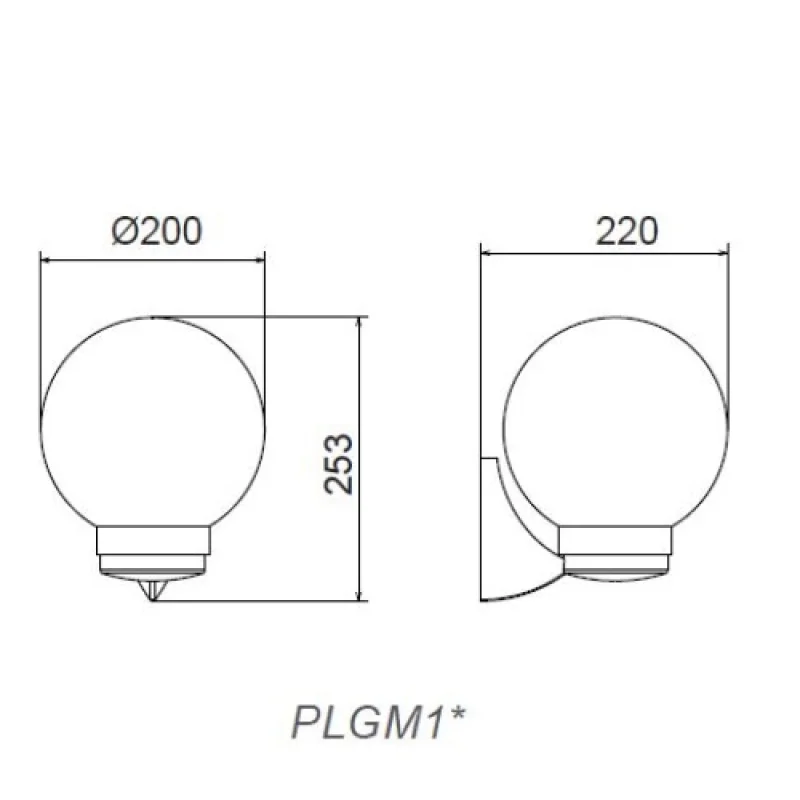 Garden PLGM1B – ACA Lighting facade wall light in black, 1X40W, IP44