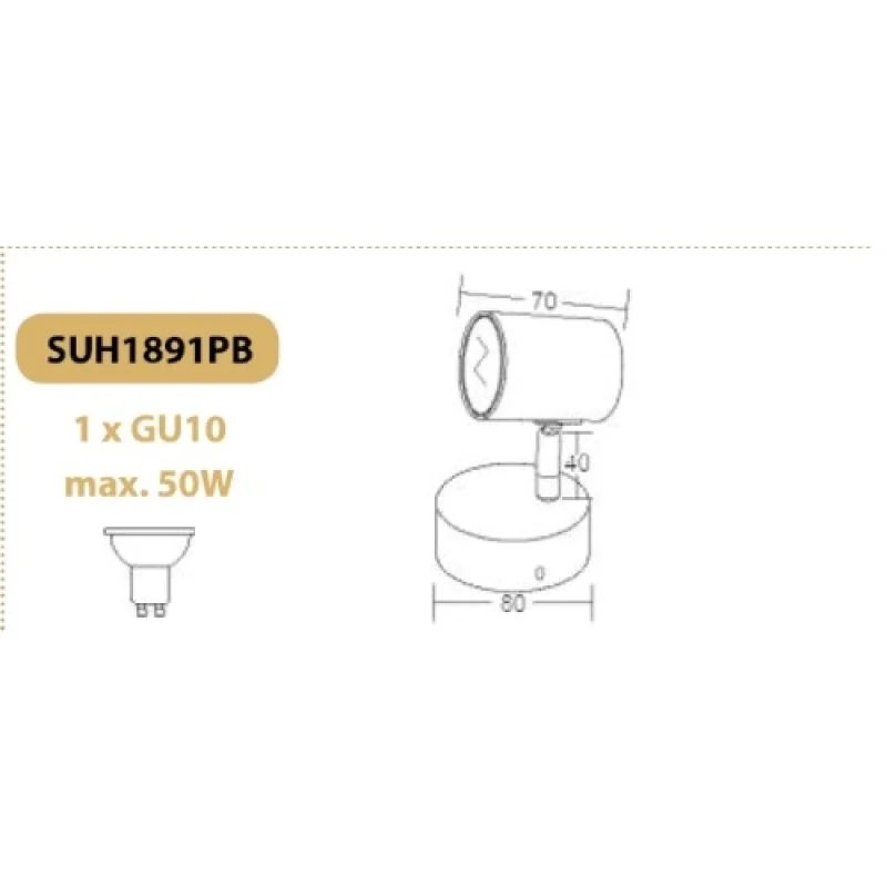 Orfeas SUH1891PB – ACA Lighting спот в черен, 1x50W