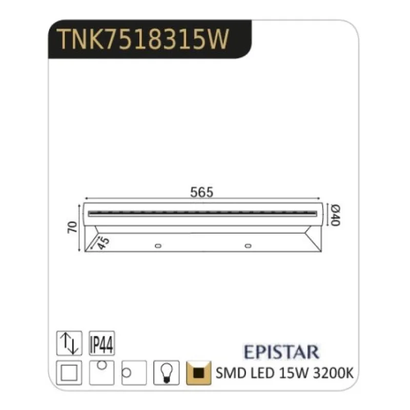 Tinki TNK7518315W – ACA Lighting LED wall light for bathroom in chrome, 1X15W, 3200K