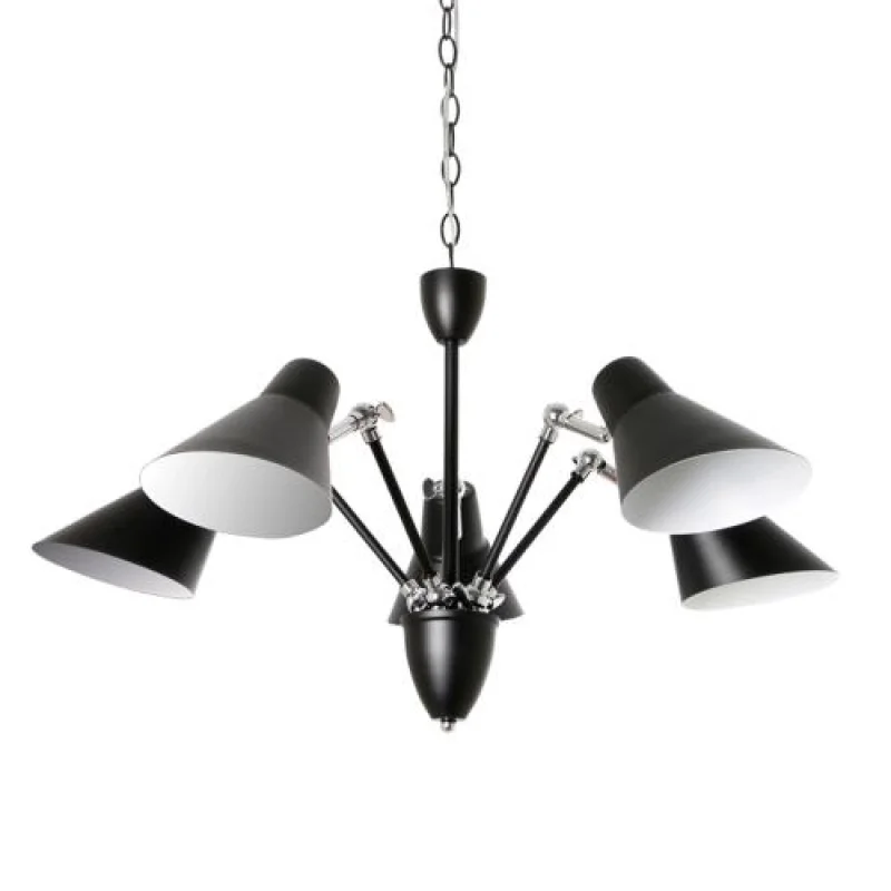 Полилеи Vintage TNK854575PB – ACA Lighting полилей в черен мат, 5X60W