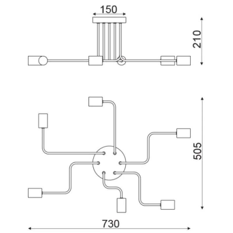 Cobra TNK933846CBK – ACA Lighting ceiling light, 6X60W