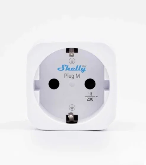 Адаптер Smart за контакт 1х Шуко 13A с мерител Shelly Plug M Gen3