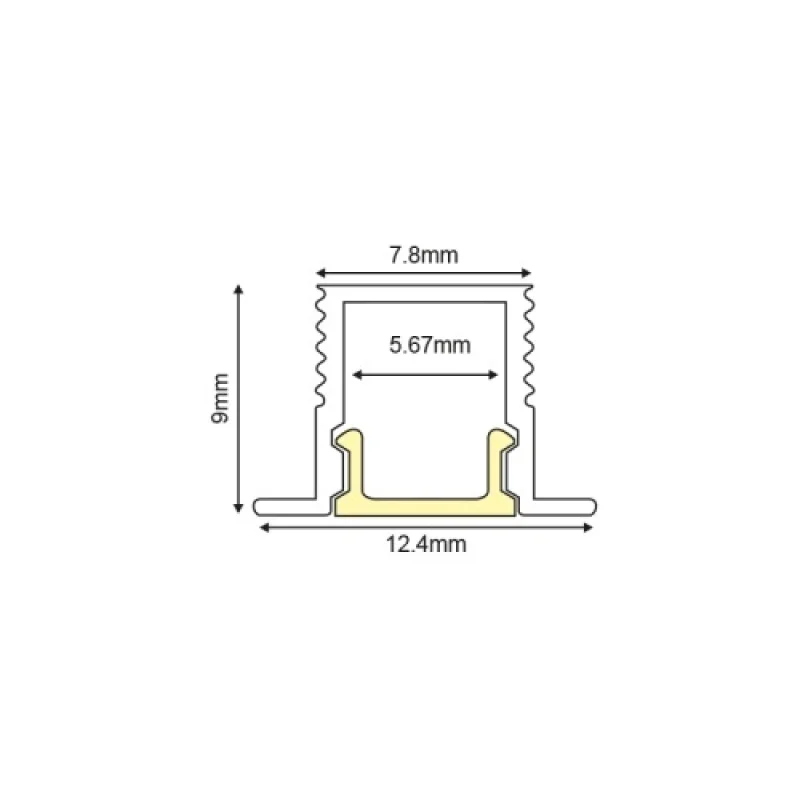 ACA Lighting P189UB – алуминиев профил за вграждане за LED лента в черен