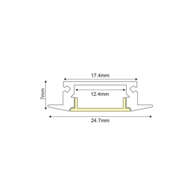 ACA Lighting P108U – aluminium profile for recessed mounting for LED strip in aluminium