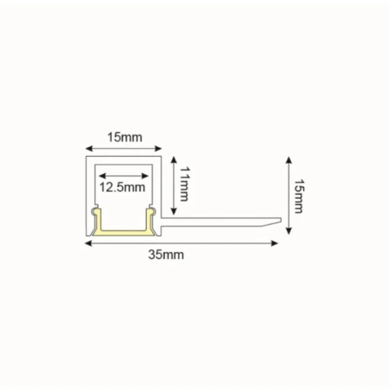 ACA Lighting P135AU – алуминиев профил за вграждане за LED лента в алуминий
