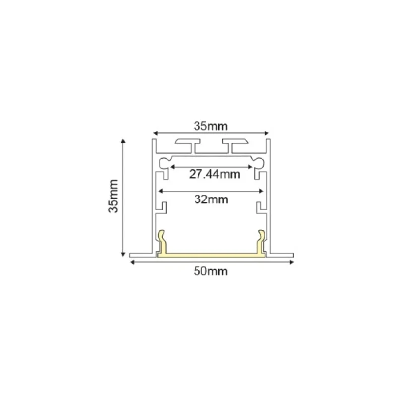 ACA Lighting P211UB – алуминиев профил за вграждане за LED лента в черен