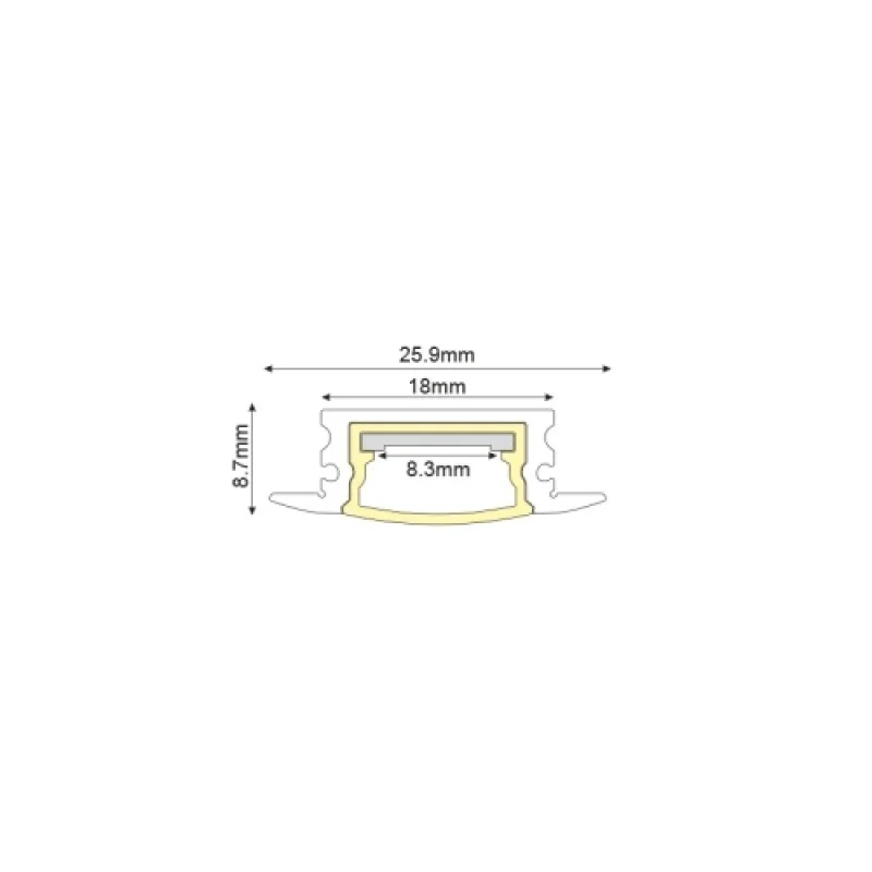 ACA Lighting P147U – алуминиев профил за вграждане за LED лента в сив