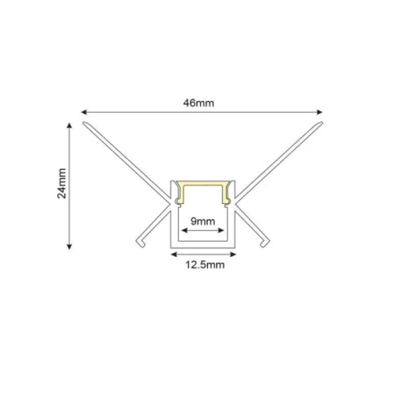 ACA Lighting P123U – aluminium profile for recessed mounting for LED strip in aluminium