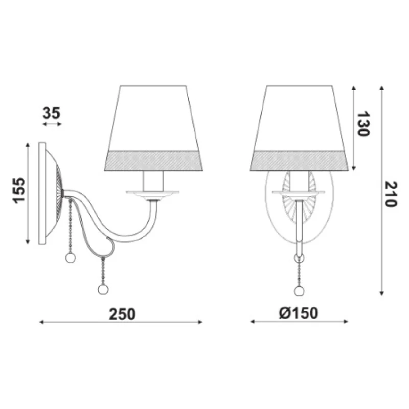 Mulan EG167281WBW – ACA Lighting аплик, 1X40W