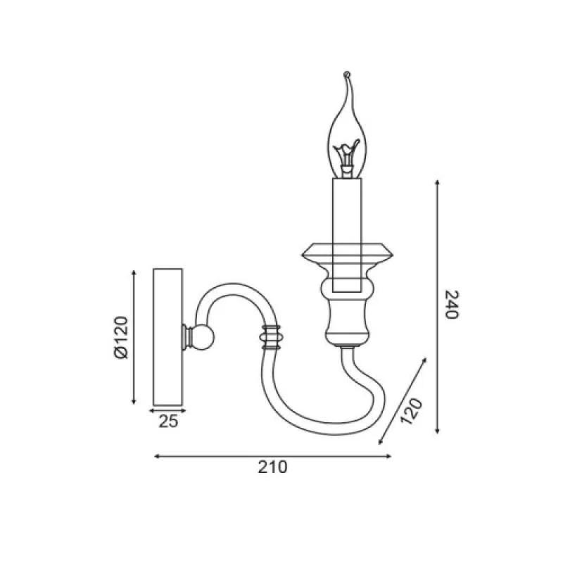 Toulouse EG171W12R – ACA Lighting wall light in antique, 1X40W