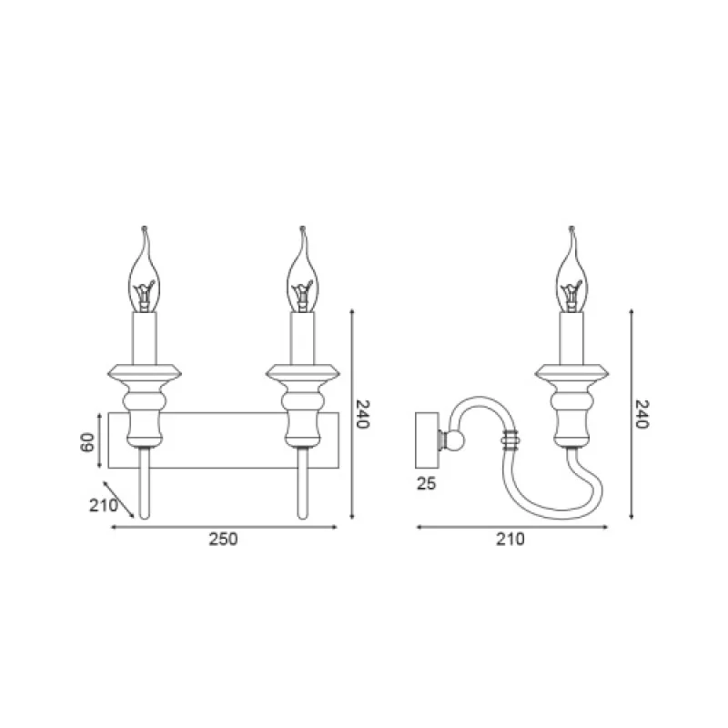 Toulouse EG172W25R – ACA Lighting аплик в антично, 2X40W