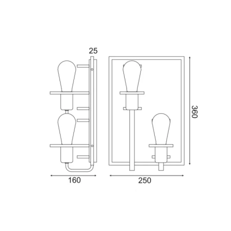 Tesla EG842W36B – ACA Lighting аплик в черен, 2X40W