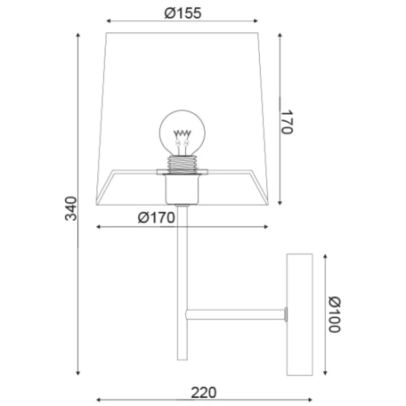 Agatha ML307211WB – ACA Lighting wall light, 1X60W
