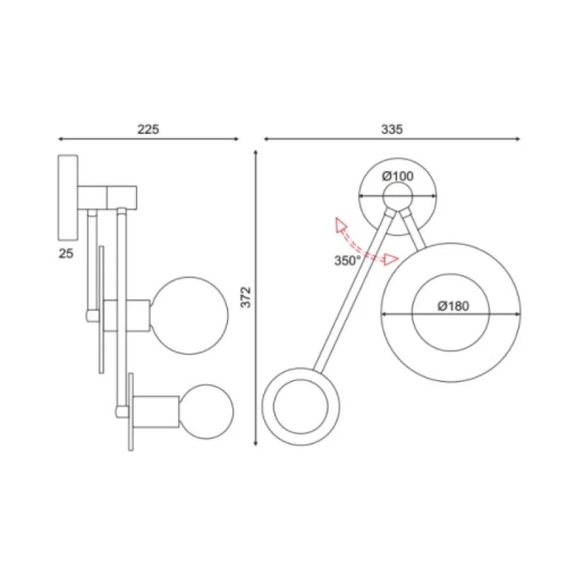 Clock OD742W74WM – ACA Lighting аплик в черен, 2X40W