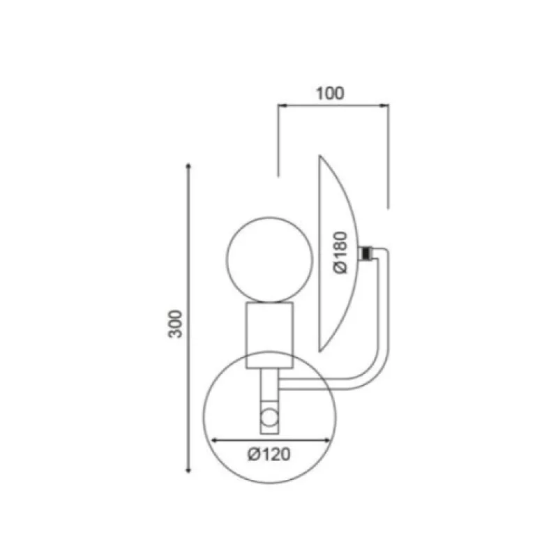 Gemini V362981W – ACA Lighting wall light in matt brass, 1X60W