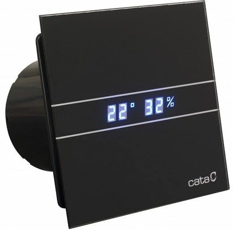 Вентилатори за баня CATA E-100GTHBK HYGRO – вентилатор за баня в черен, Ø100 мм, 115 м³/ч, 8W, 31 dB
