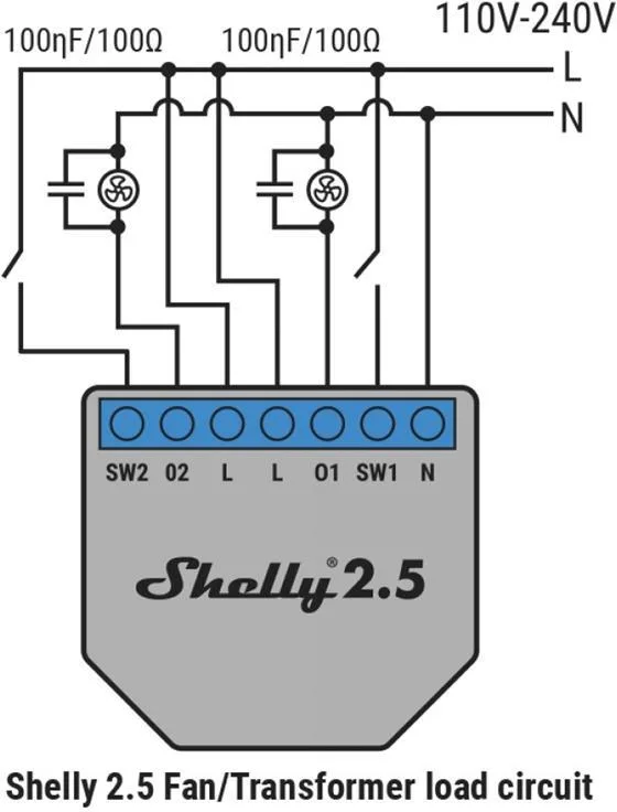 Демпфер за индуктивни товари Shelly RC Snubber