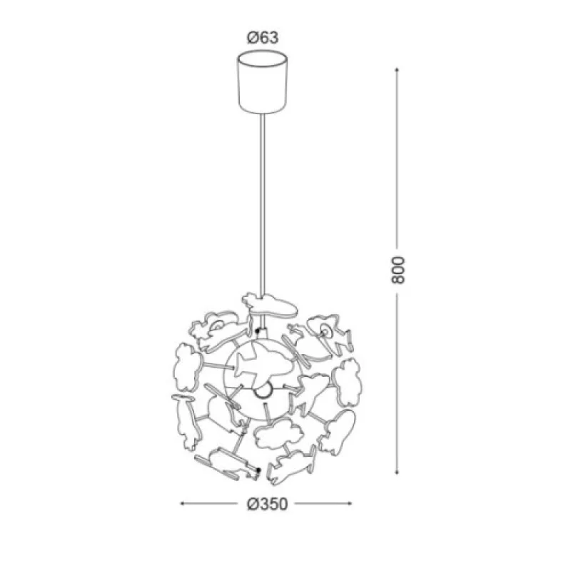 Zoo MD160224ZOO – ACA Lighting детски пендел в бял, 4X40W
