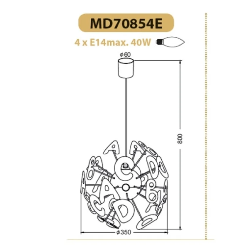 School MD70854E – ACA Lighting пендел, 4X40W