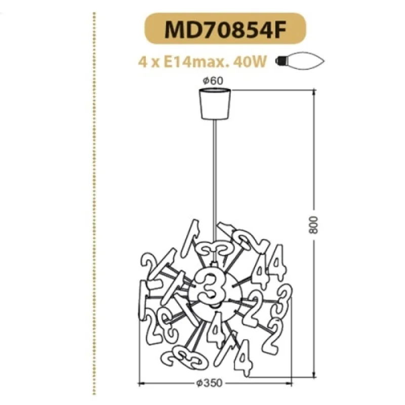 School MD70854F – ACA Lighting пендел, 4X40W
