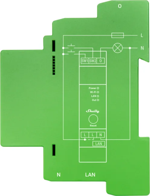 Димер Smart 1х 200VA с мерител за DIN монтаж Shelly PRO Dimmer 1PM