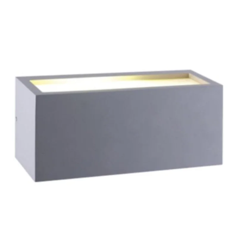 Външно стенно осветление Cube IP54 HI5701 – ACA Lighting фасаден аплик в сив, 1X18W, IP54