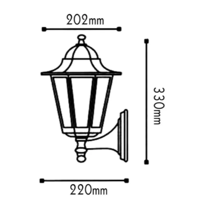 Hexagon WALL GARD HI6021GB – ACA Lighting garden wall light in antique brass, 1x40W