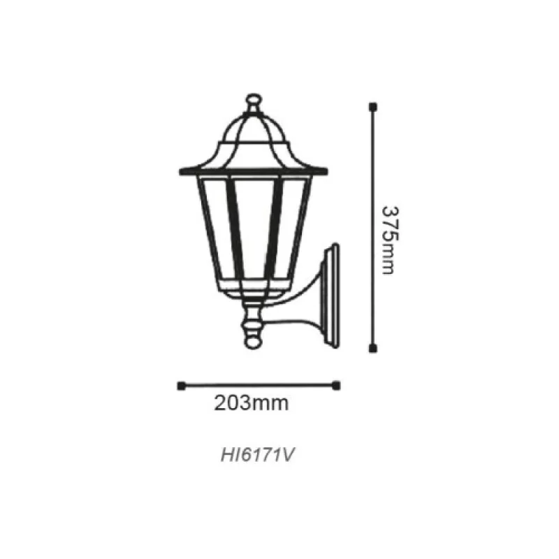 Hexagon WALL GARD HI6172GB – ACA Lighting garden wall light in antique brass, 1x40W