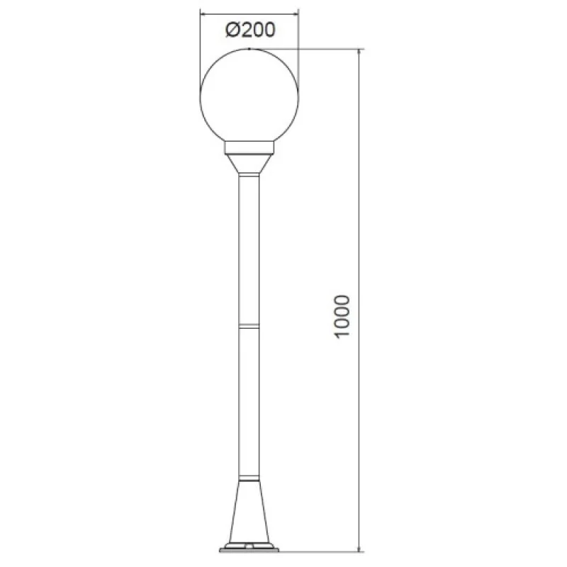 Garden PLGM5B – ACA Lighting градински стълб в черен, 1X40W, IP44